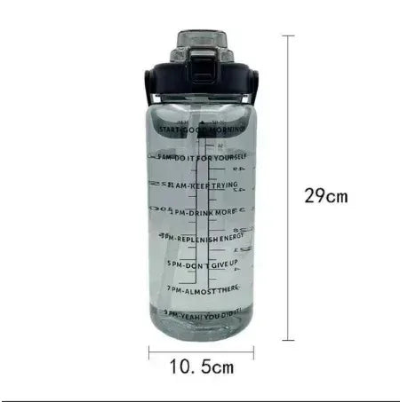 2L Portable Water Bottle Large Capacity Plastic with Time Marker